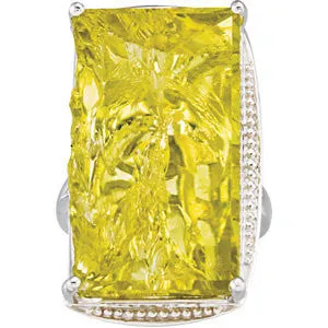 Sterling Silver Green Gold Quartz Granulated Design Ring, Size 7
