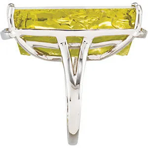 Sterling Silver Green Gold Quartz Granulated Design Ring, Size 7