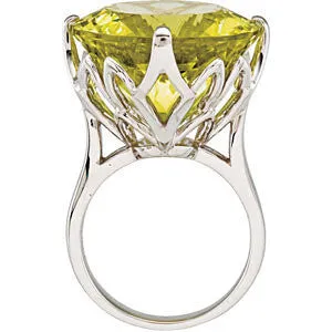 Sterling Silver Green Gold Quartz Ring, Size 7