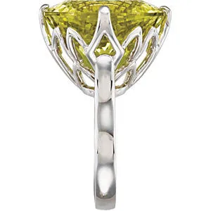 Sterling Silver Green Gold Quartz Ring, Size 7