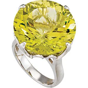 Sterling Silver Green Gold Quartz Ring, Size 7