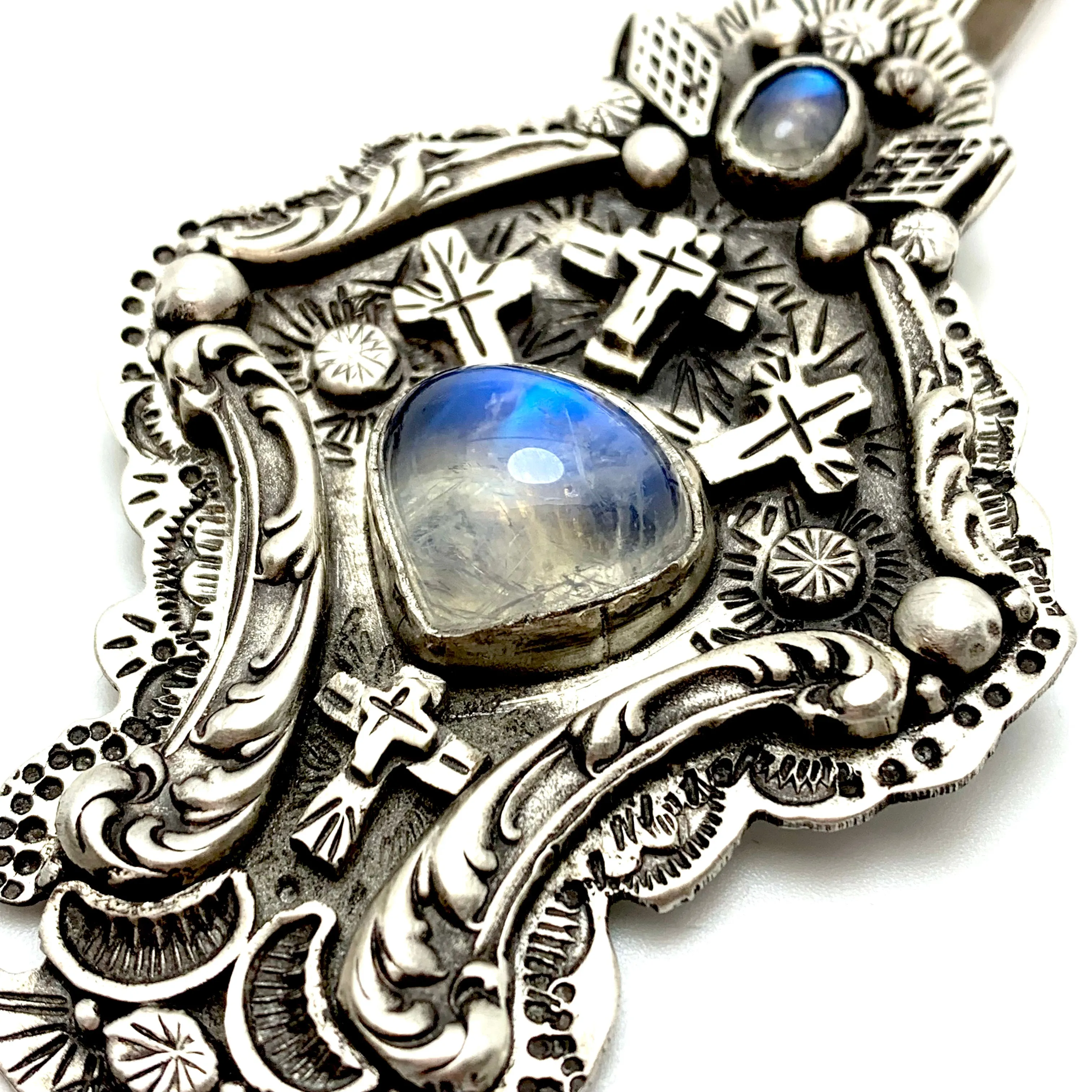 Sterling Silver Open Hook Bale Moonstone Cabachons