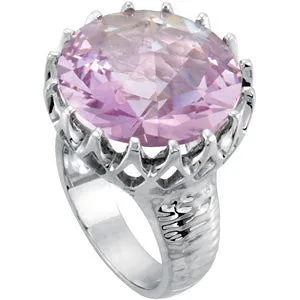 Sterling Silver Rose De France Quartz Crown Design Ring, Size 7