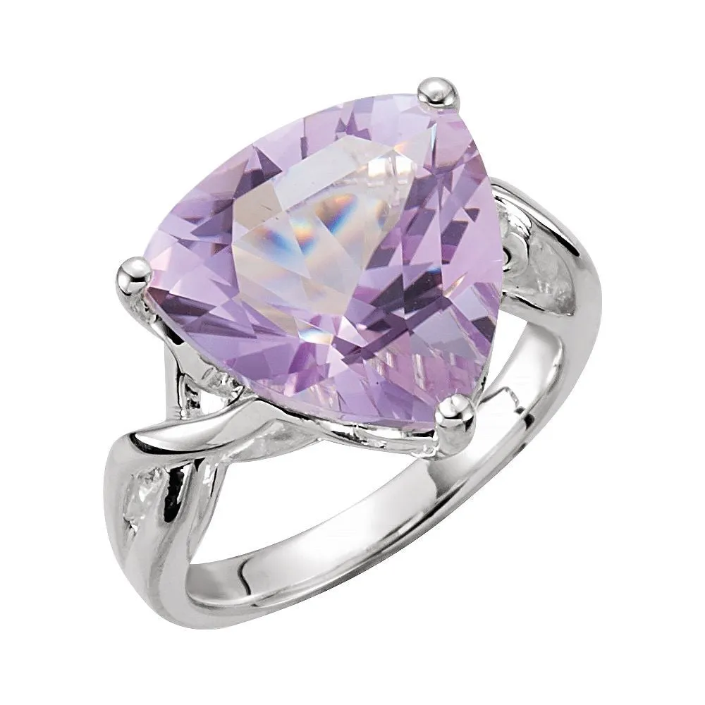 Sterling Silver Rose De France Quartz Ring, Size 7