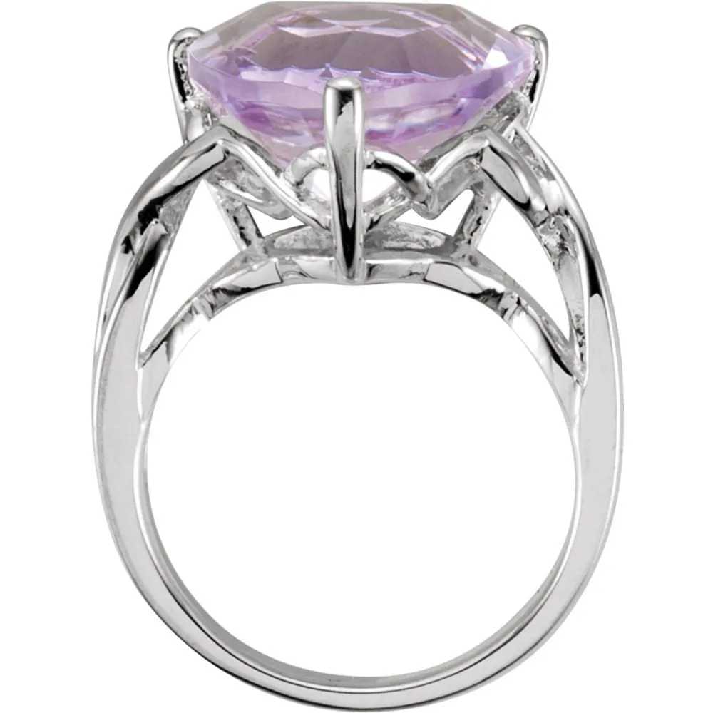 Sterling Silver Rose De France Quartz Ring, Size 7