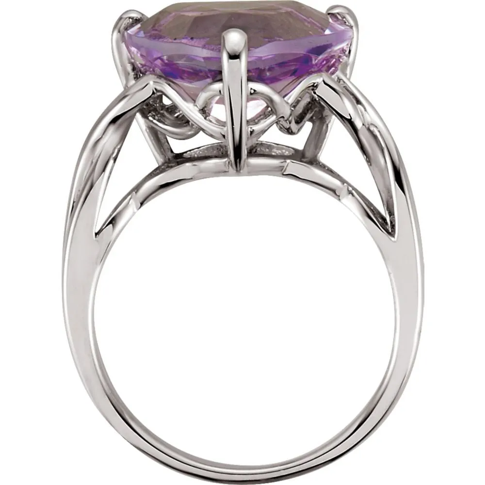 Sterling Silver Rose De France Quartz Ring, Size 8