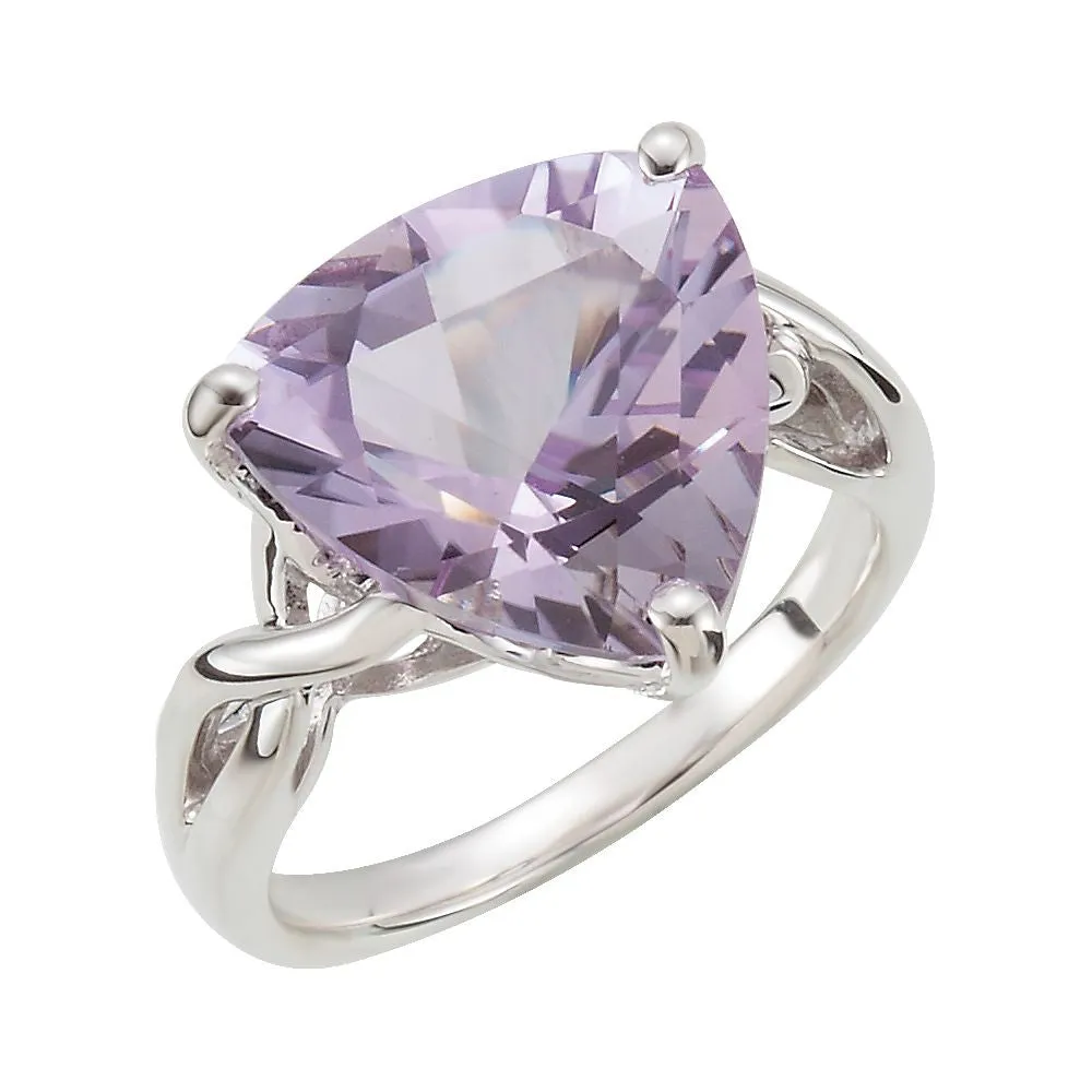 Sterling Silver Rose De France Quartz Ring, Size 8