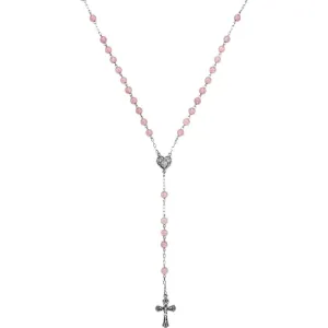 Sterling Silver Rose Quartz Bead Rosary