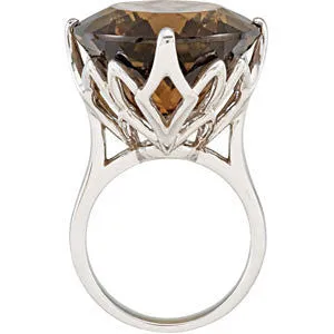 Sterling Silver Smoky Quartz Ring, Size 7