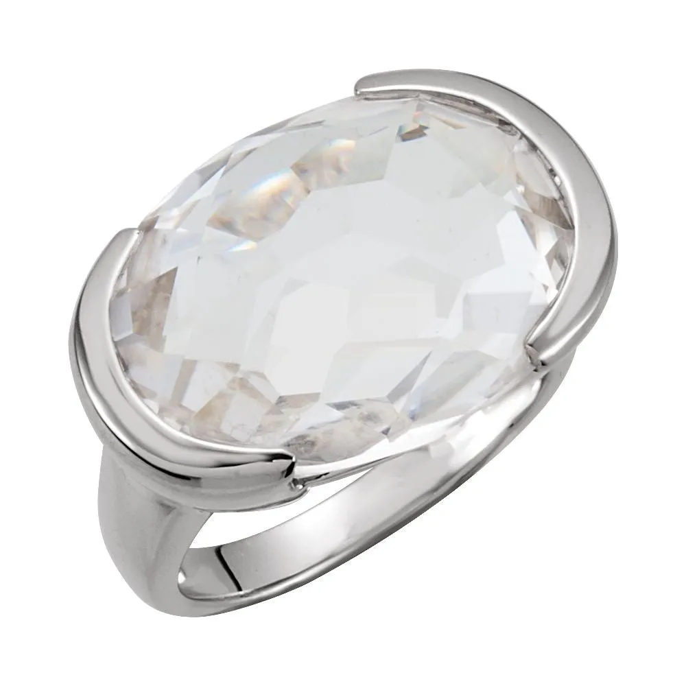 Sterling Silver White Quartz Ring, Size 7