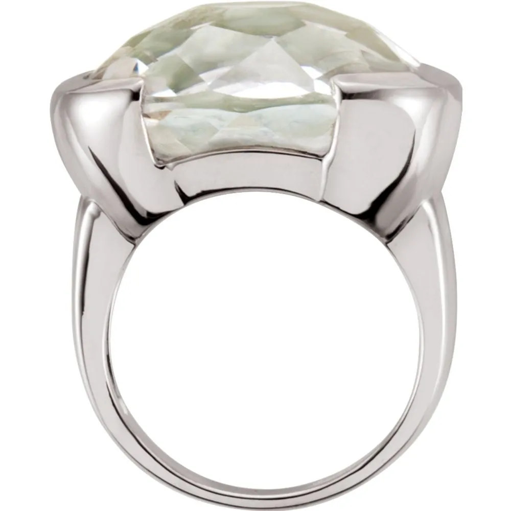 Sterling Silver White Quartz Ring, Size 7