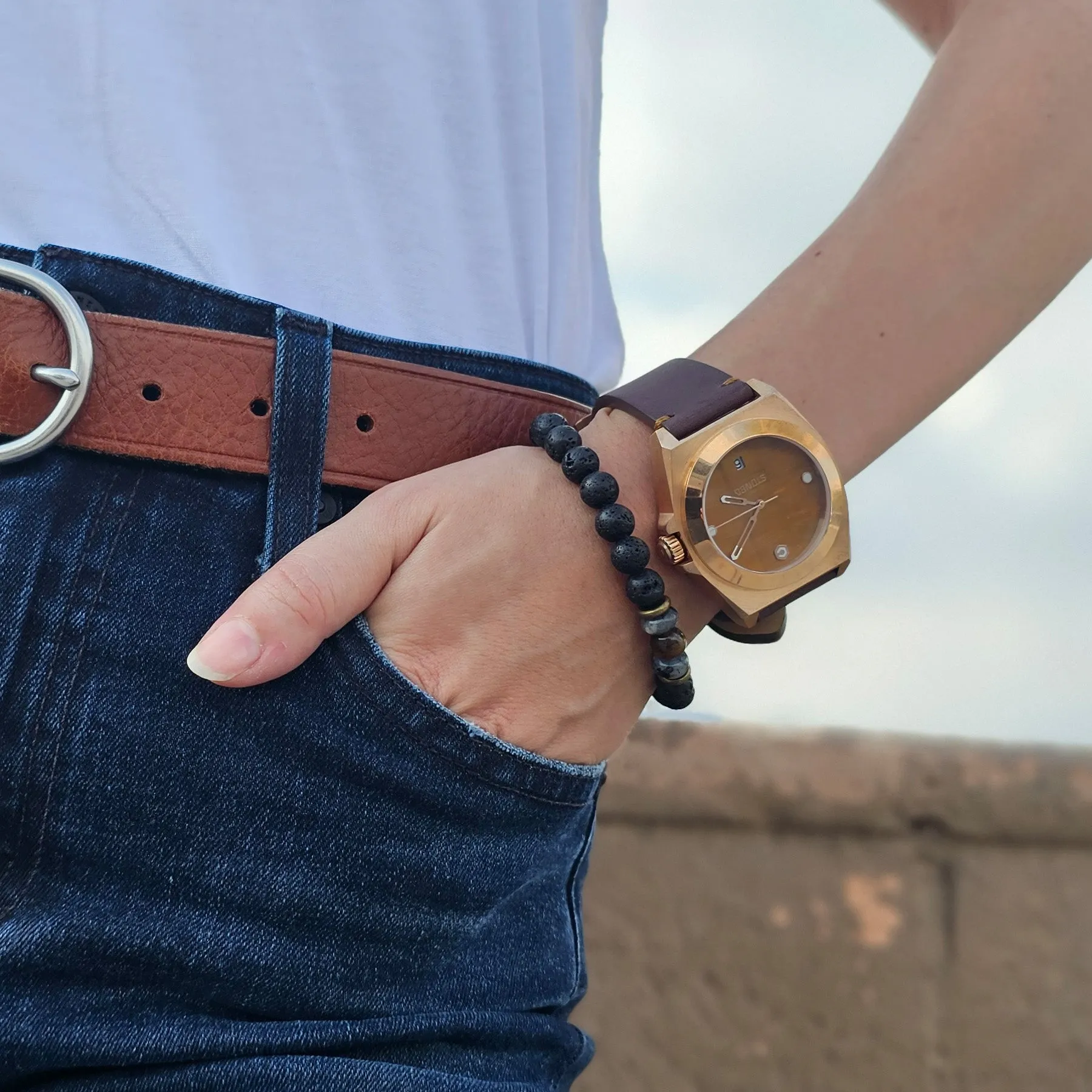 STONED Tigers Eye Bronze Automatic