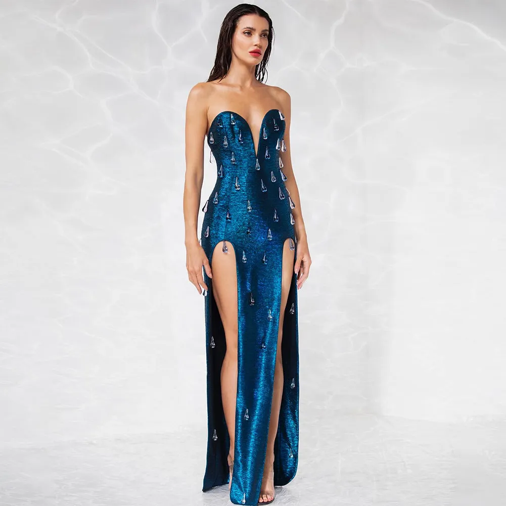 Strapless Sleeveless Distinctive Maxi Bandage Dress HL9672