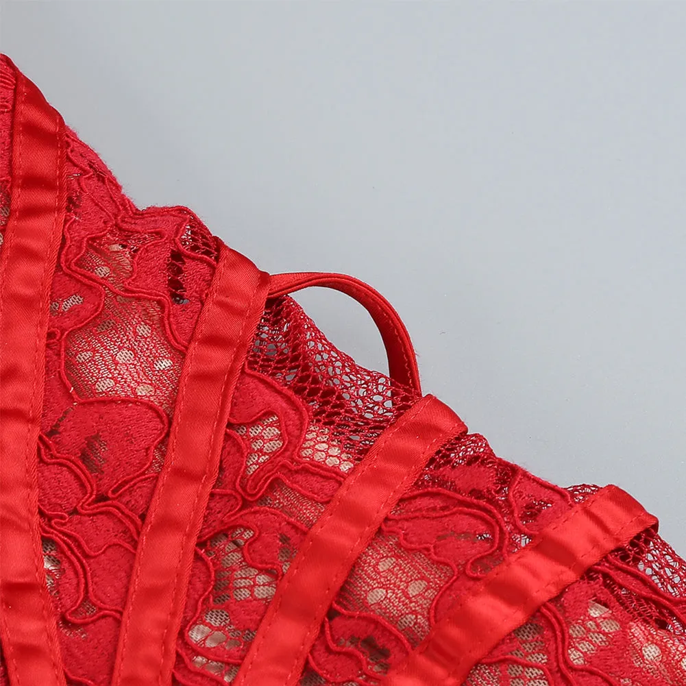 Strapless Sleeveless Lace Mini Dress KLYF1062