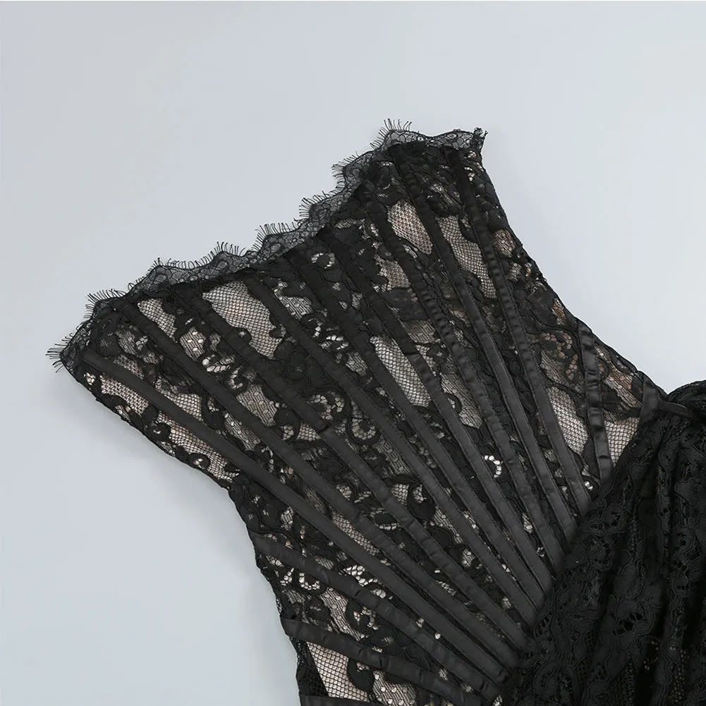 Strapless Sleeveless Lace Mini Dress KLYF1062