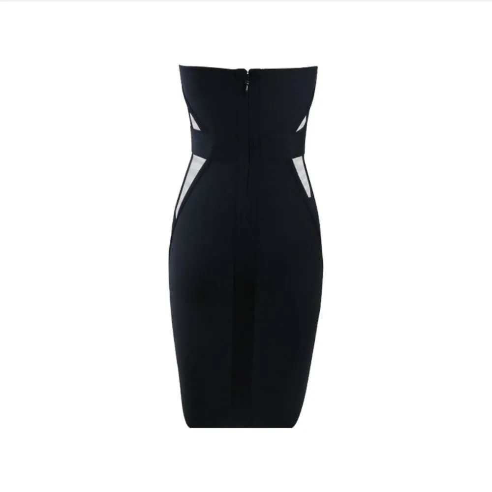 Strapless Sleeveless Mesh Mini Bandage Dress PZC835
