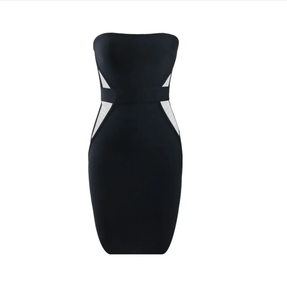Strapless Sleeveless Mesh Mini Bandage Dress PZC835