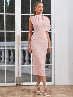 Strapless Sleeveless Slit Midi Bodycon Dress HB0293