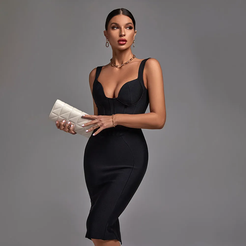 Strappy Sleeveless Striped Midi Bandage Dress
