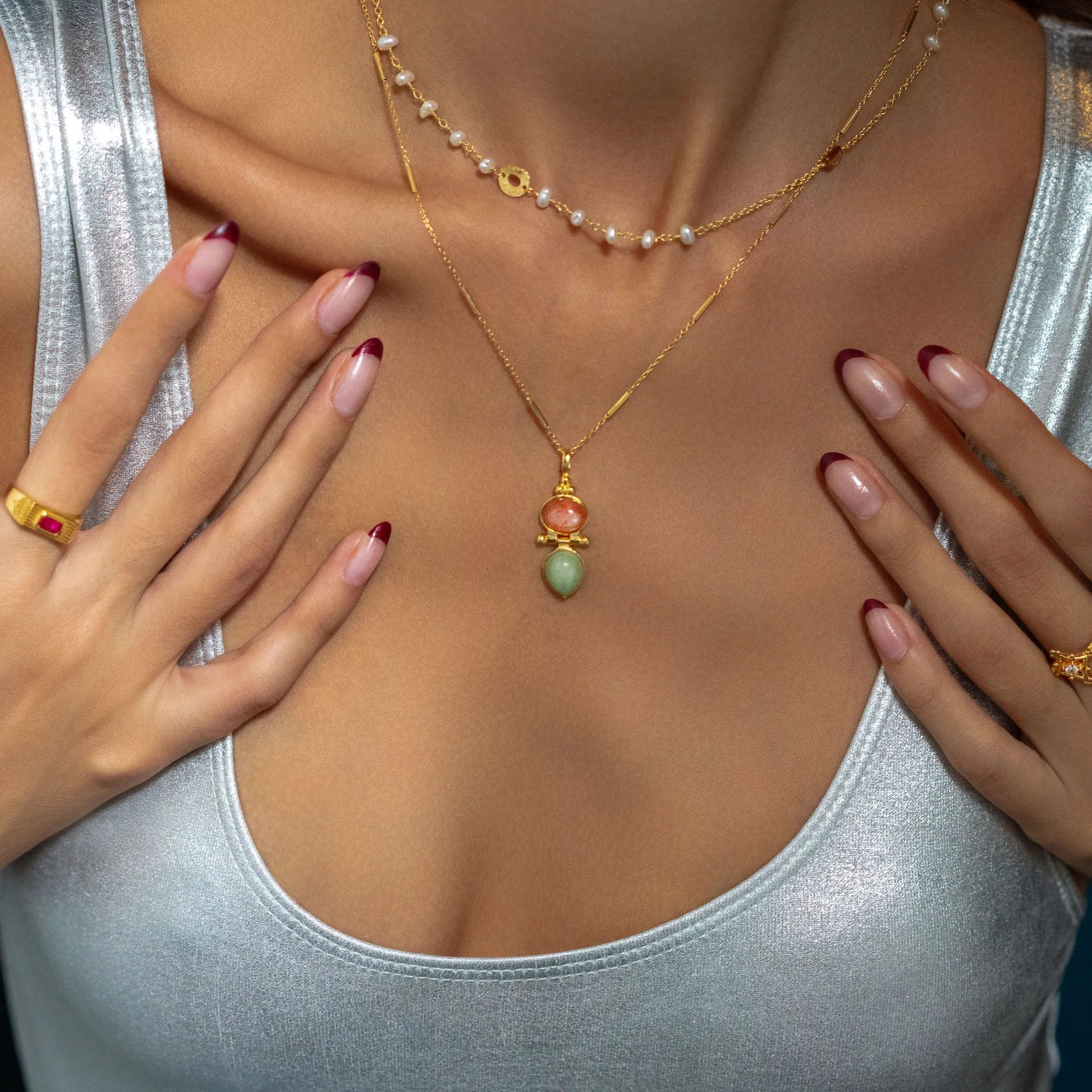 Strawberry Quartz and Aquamarine Necklace