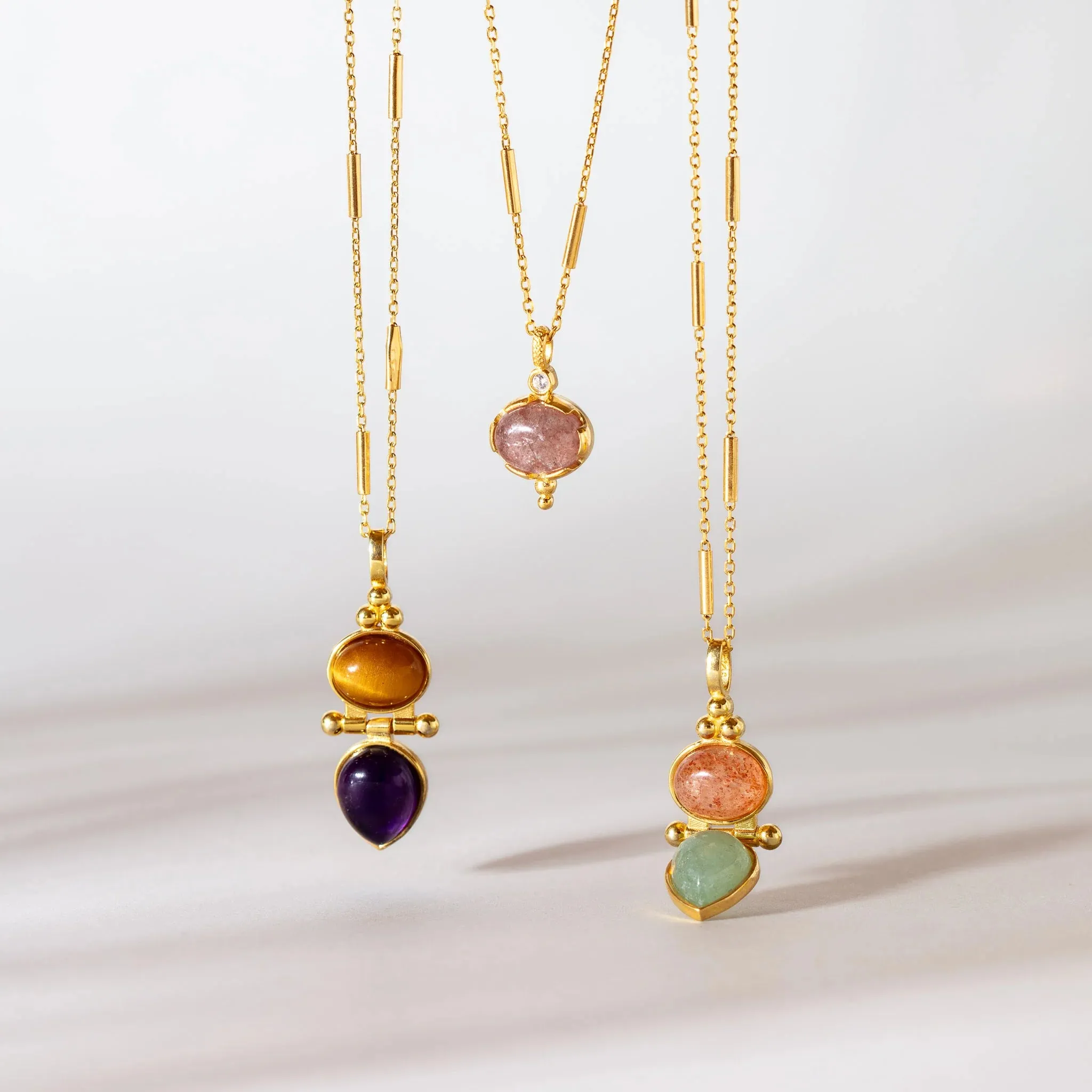 Strawberry Quartz and Aquamarine Necklace