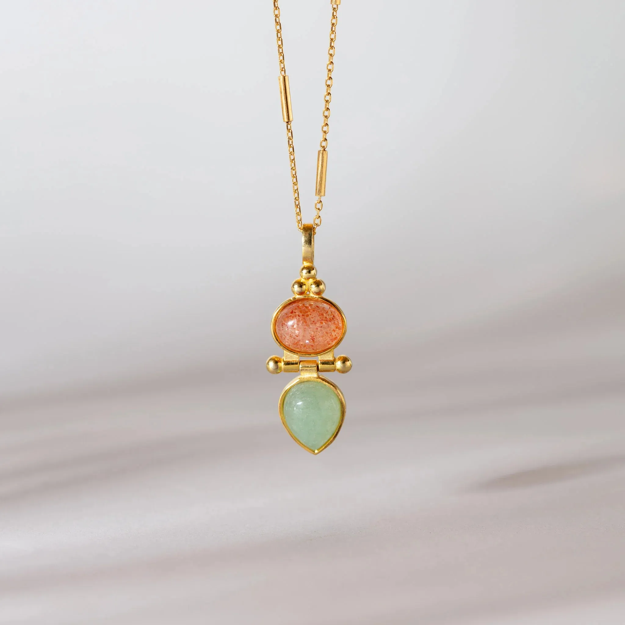 Strawberry Quartz and Aquamarine Necklace