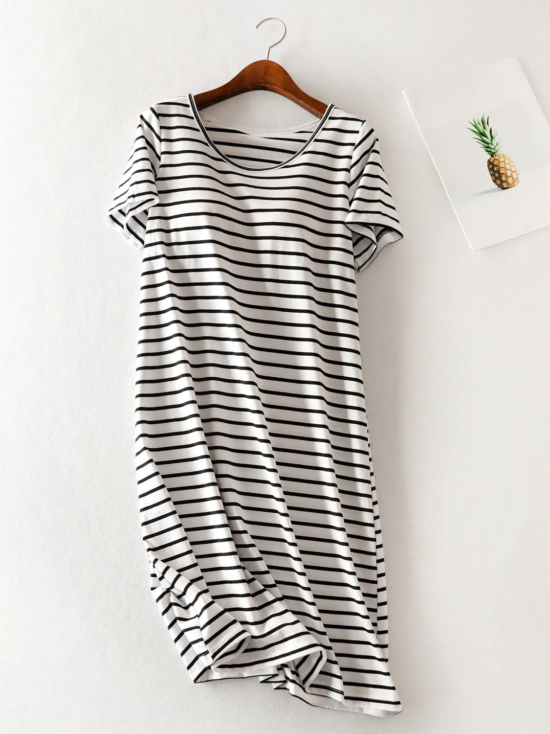 Striped Round Neck Short Sleeve Dress