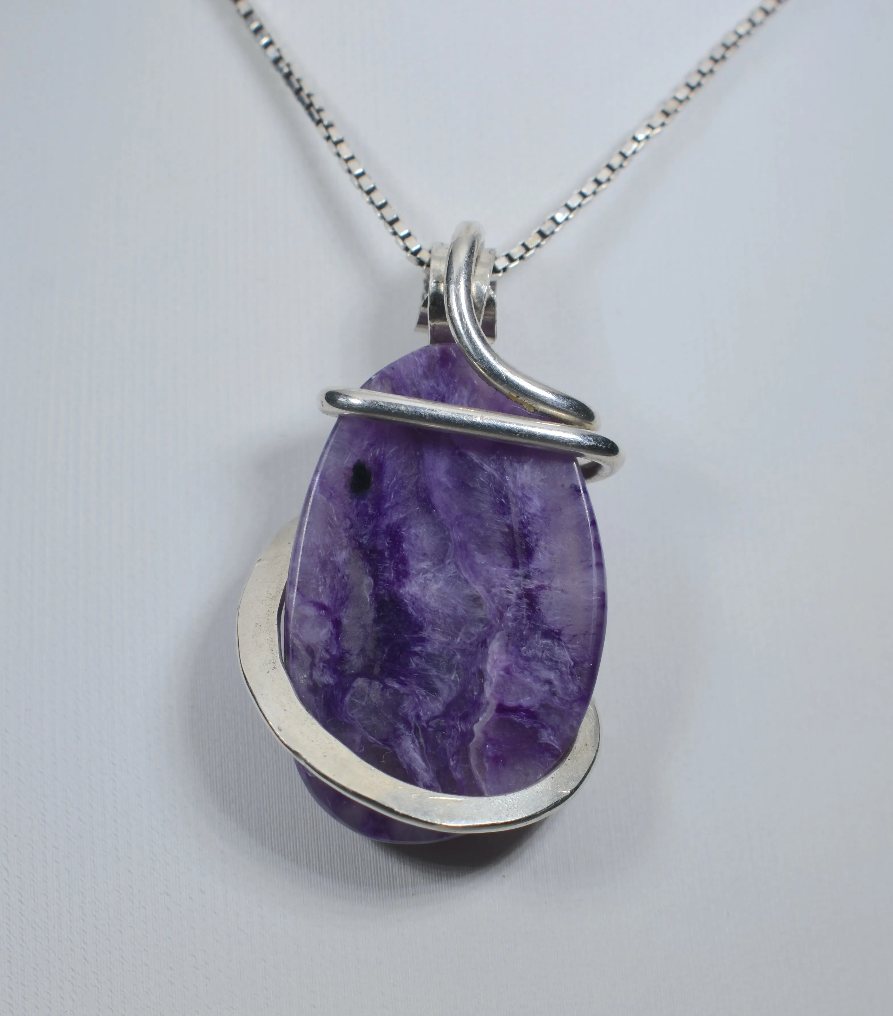 Sugilite Handmade Crystal Pendant Wrapped in Silver