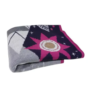 SUN MOON STARS PYRAMID SCARF IN GREY FUCHSIA
