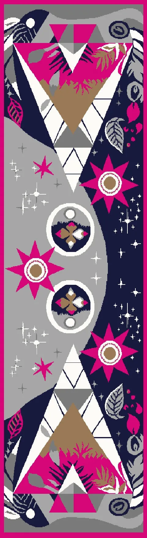 SUN MOON STARS PYRAMID SCARF IN GREY FUCHSIA