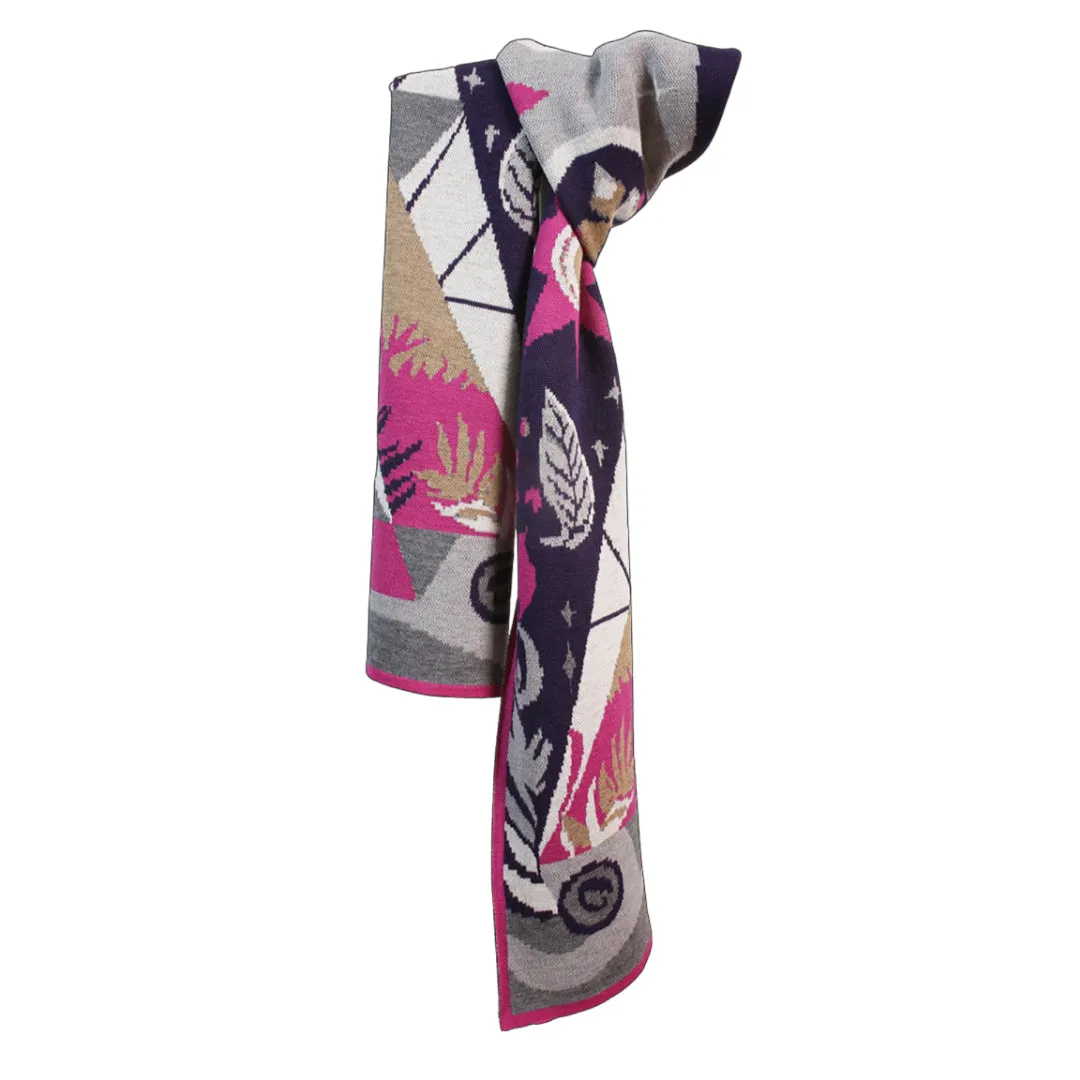 SUN MOON STARS PYRAMID SCARF IN GREY FUCHSIA