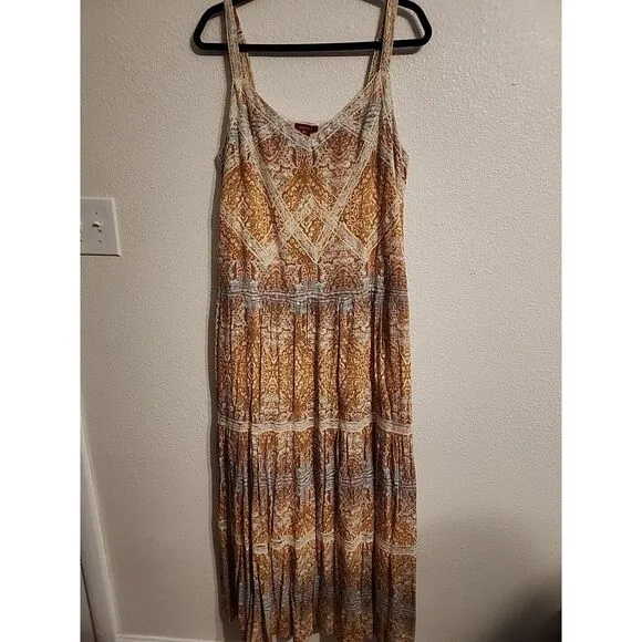 Sundance Lace Tank Dress Size 16 Tiered Lined‎ Womens Maxi