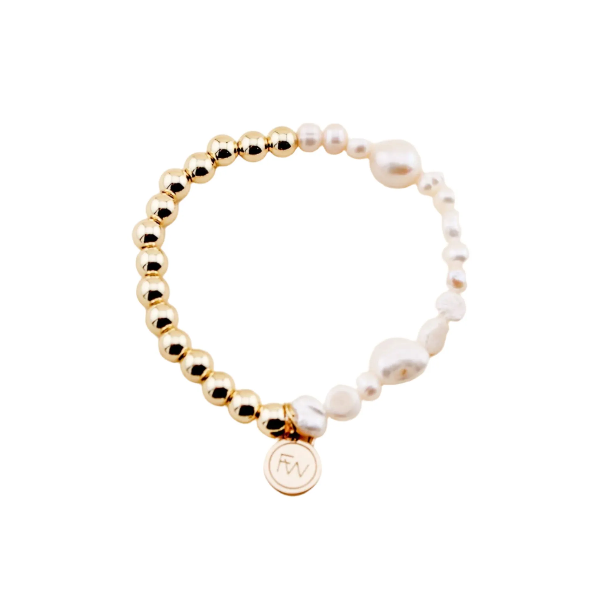 Sunset Glow Gold and Pearl Beaded Bracelet