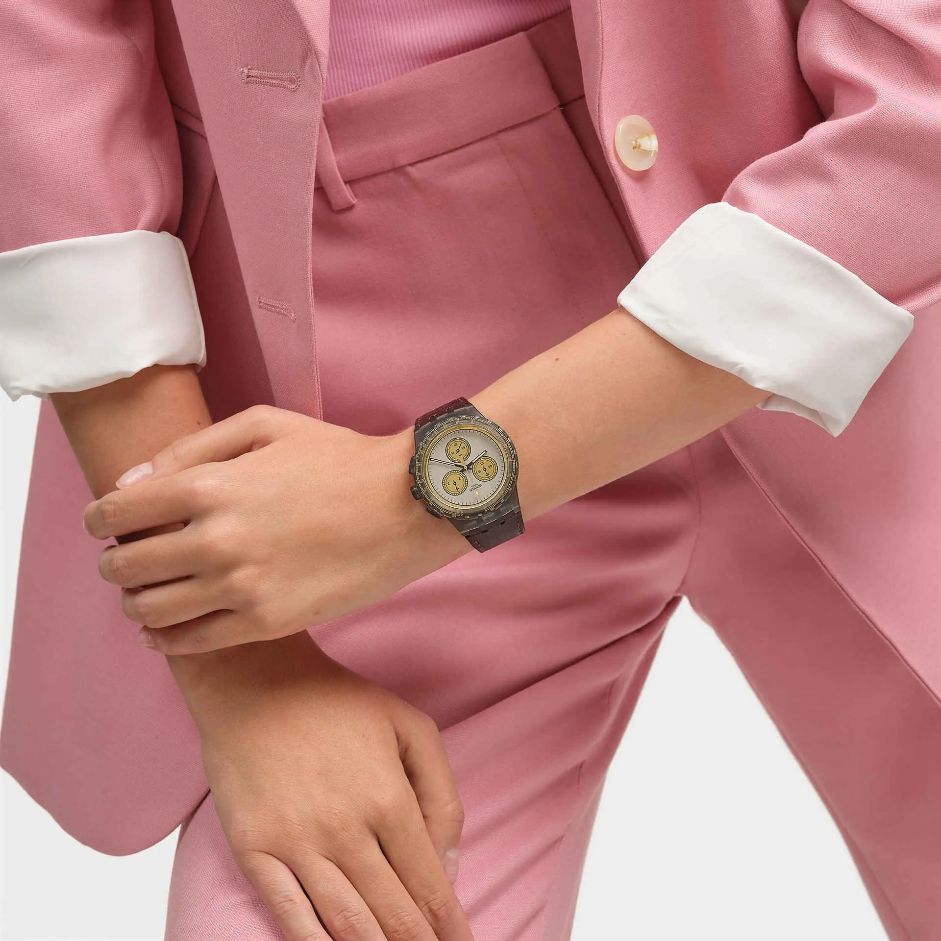 Swatch Golden Radiance Originals Chrono 42mm Susm100 watch