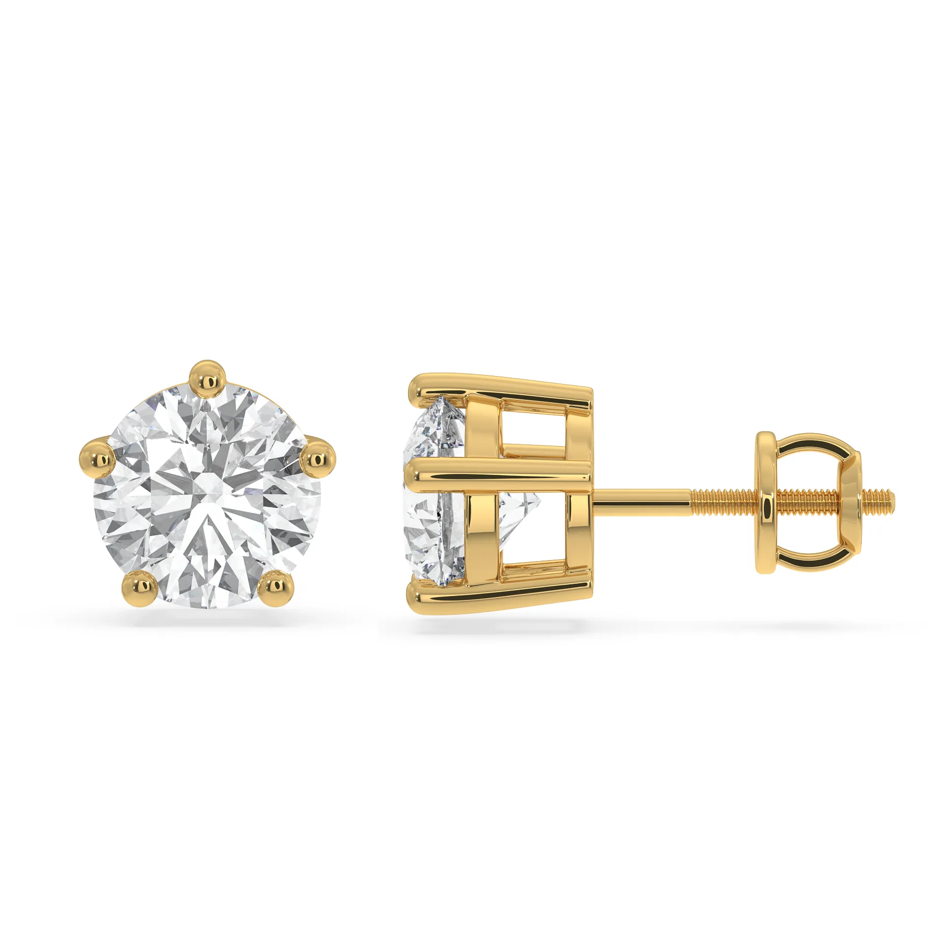 SY Women's Round Ear Studs in Gold, 18k 1.00CT Each
