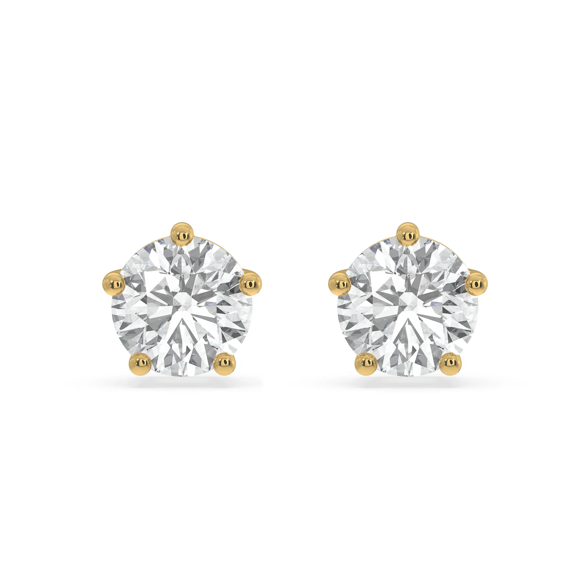 SY Women's Round Ear Studs in Gold, 18k 1.00CT Each