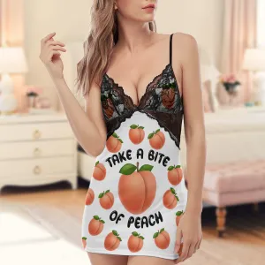 Take A Bite Of Peach - Black Cami Dress