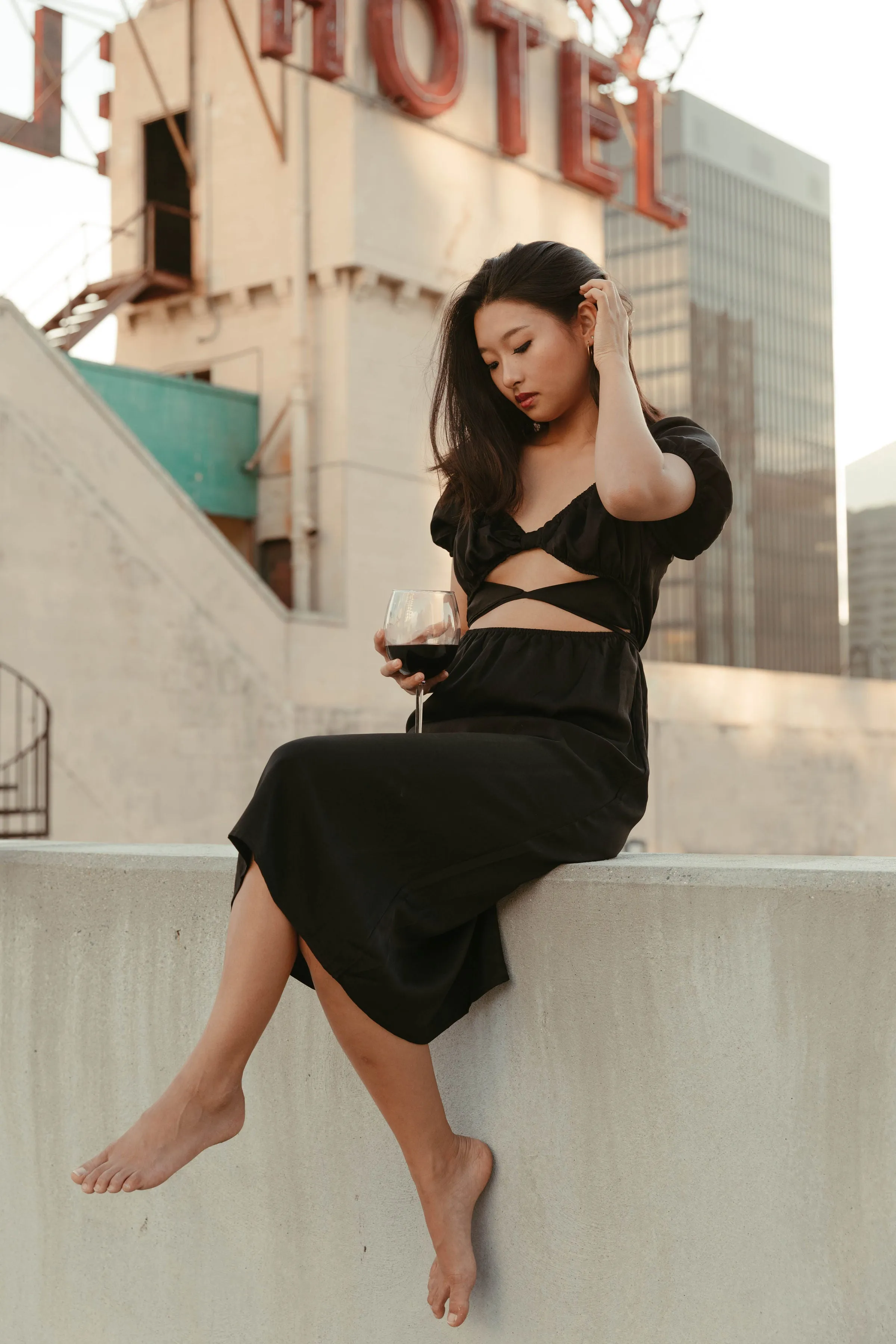 Take a Bow Cutout Midi Dress in Black