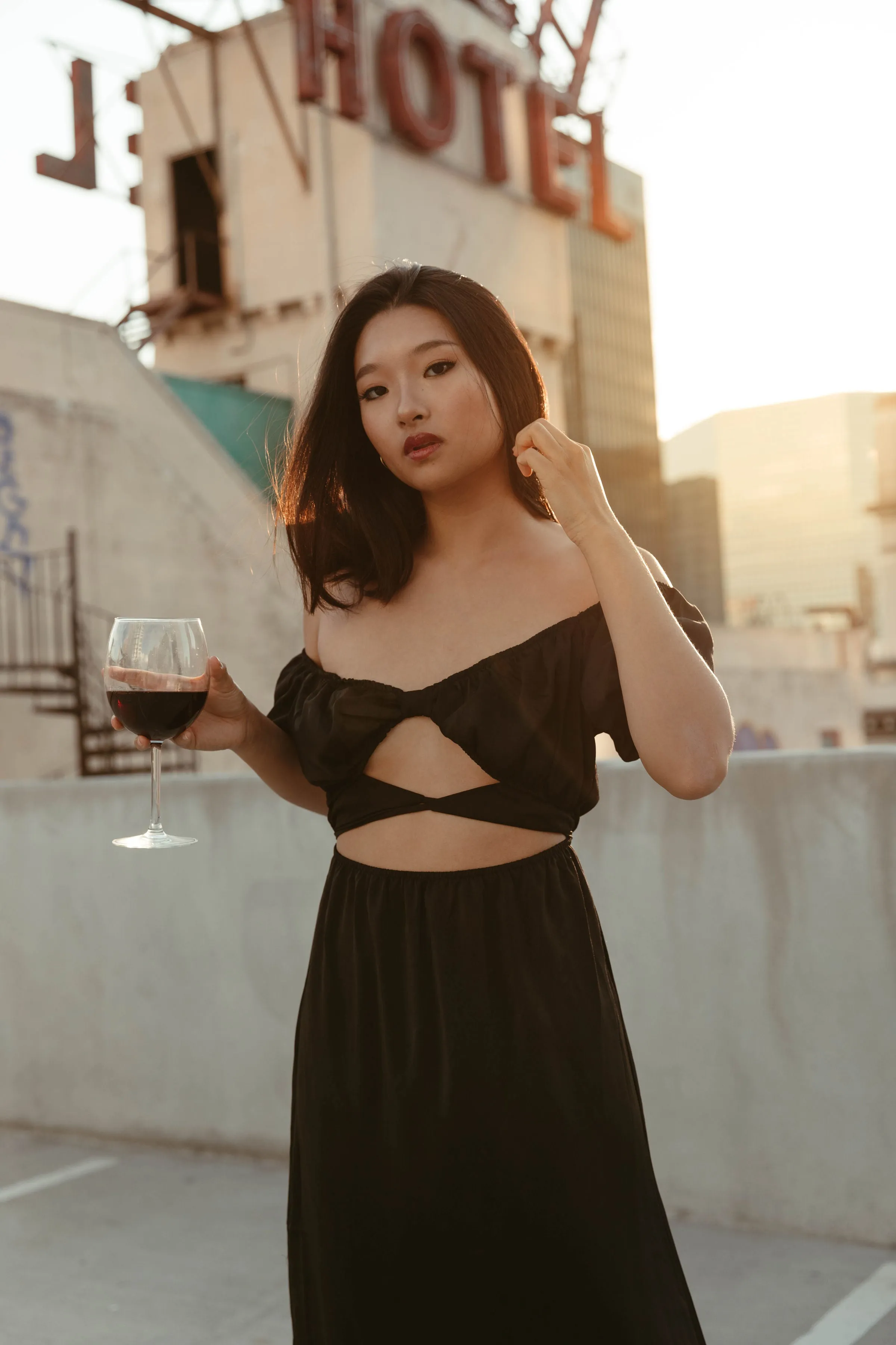 Take a Bow Cutout Midi Dress in Black