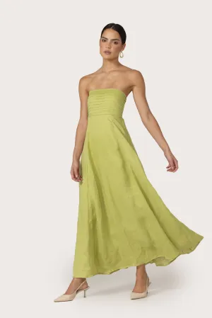 Talia Linen Pintuck Maxi Dress in Sage