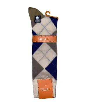 Tallia Argyle Dress Socks - Beige & Blue