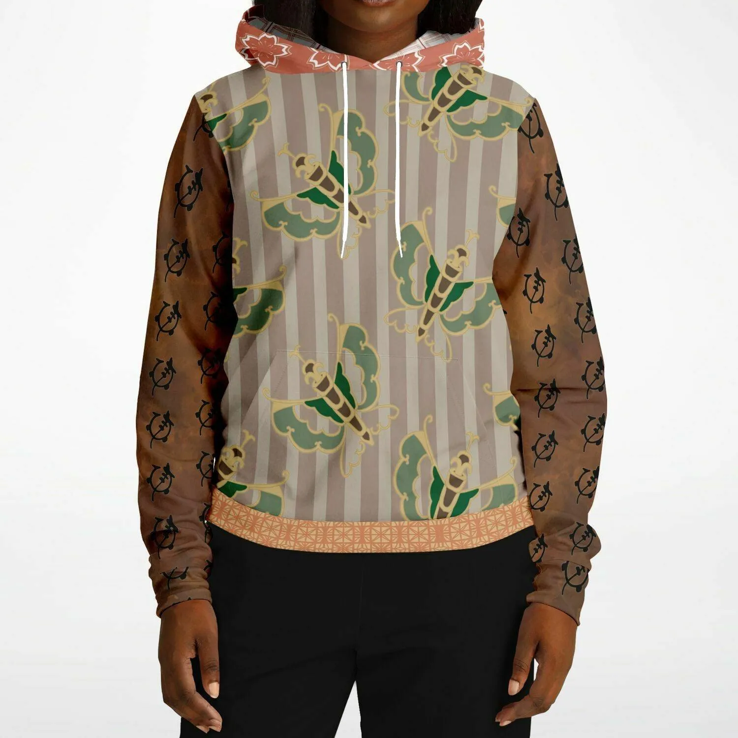 Tan Butterfly and Stripe Hoodie