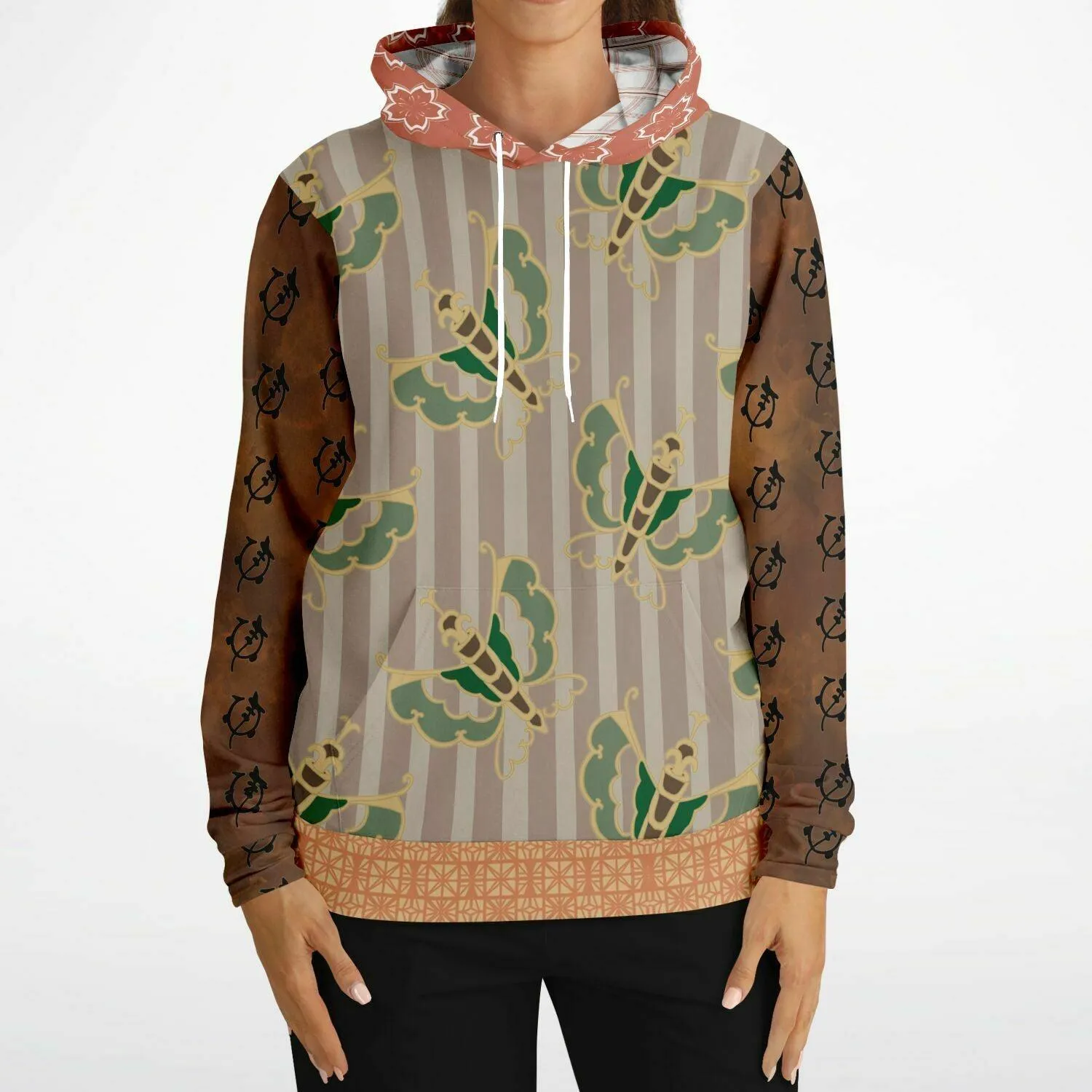 Tan Butterfly and Stripe Hoodie