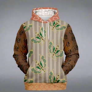 Tan Butterfly and Stripe Hoodie