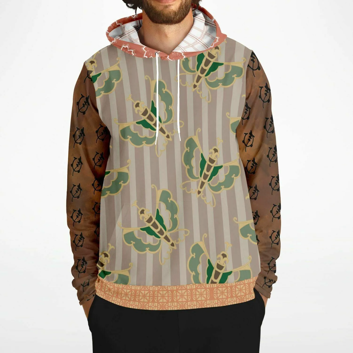 Tan Butterfly and Stripe Hoodie