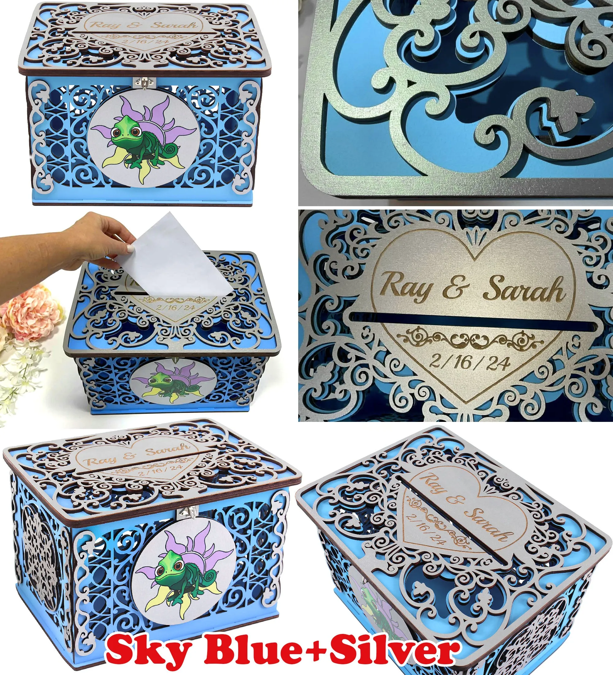 Tangled Quinceanera Card Box, Rapunzel Wedding Envelopes Holder, Princess Wedding Well Wishes, Money Gifts, Sweet Sixteen, Wedding Gift, Handmade Gifts
