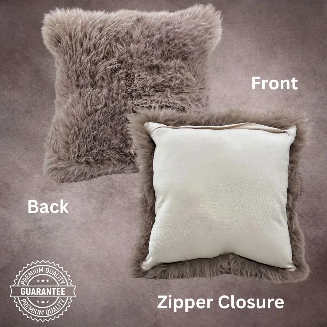 Taupe Sheepskin Pillow Cover---PL140
