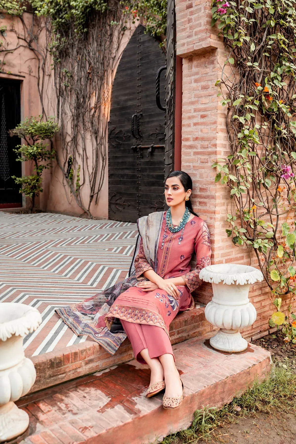 Tea Pink Embroidered Salwar Kameez Pakistani Eid Dress