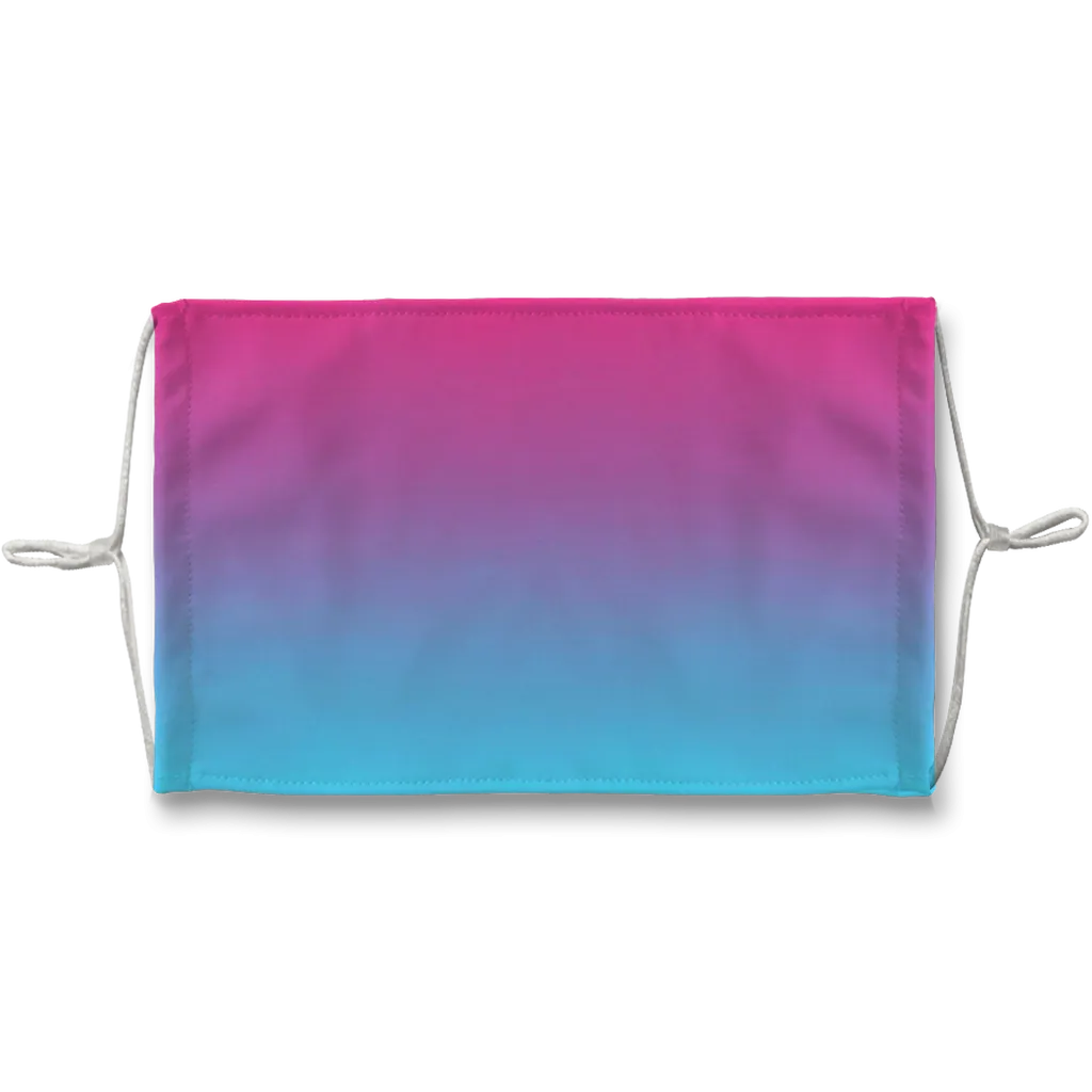 Teal Blue Faded to Hot Pink Face Mask