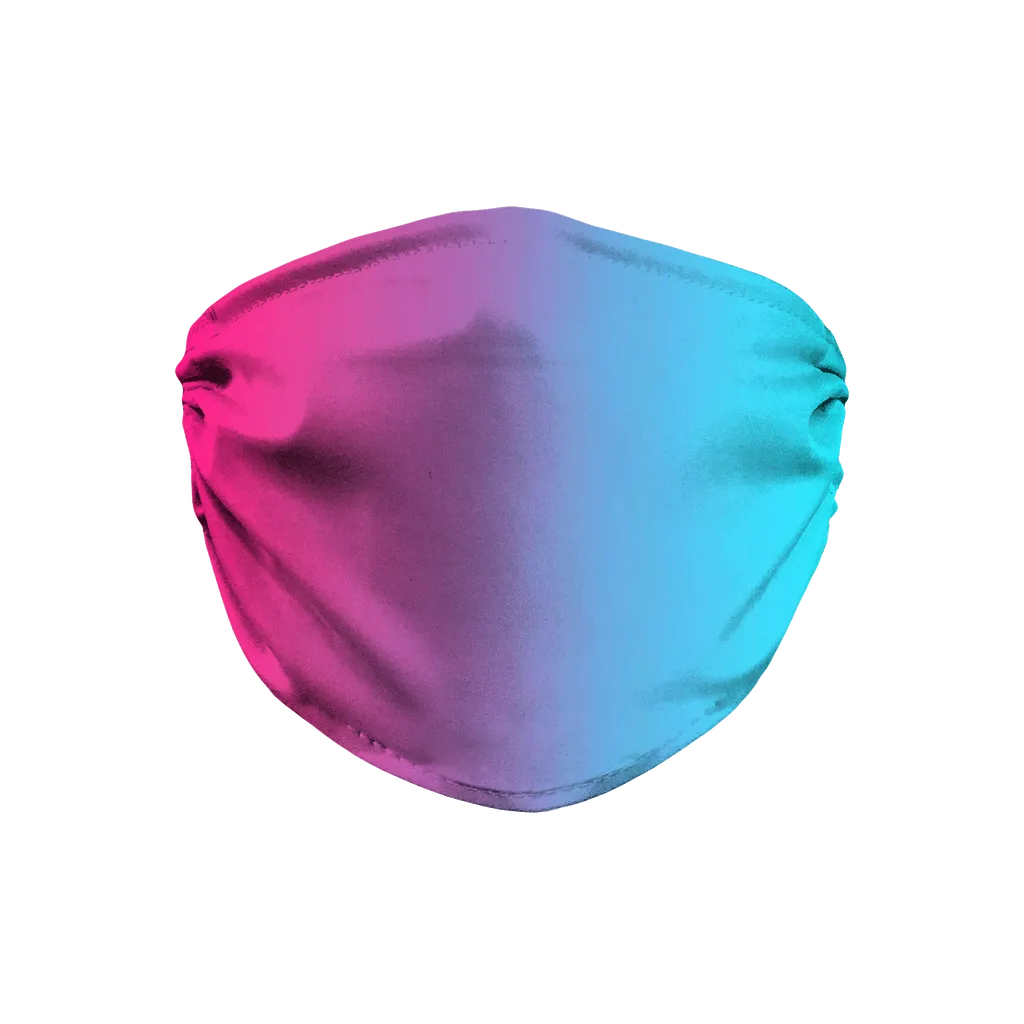 Teal Blue Faded to Hot Pink Face Mask